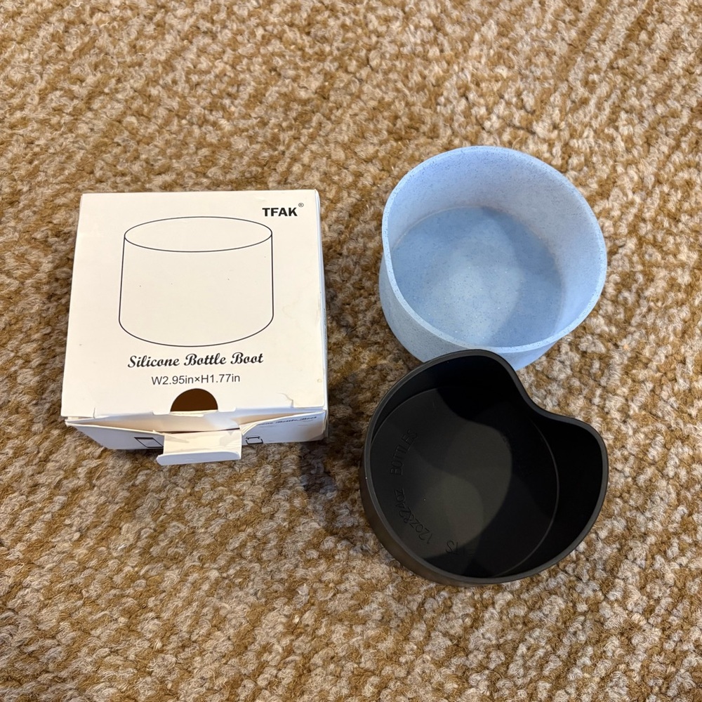 Silicone Bottle Boot Set in Black and Light sparkle Blue. NIB.
